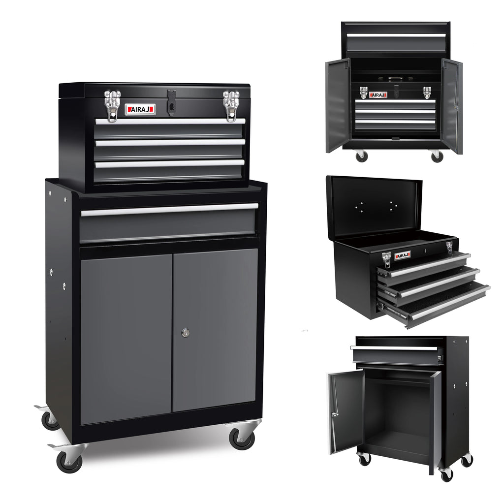 Rolling Tool Chest Cabinet – 4-Drawer Lockable Metal Toolbox with Padded Top | Gearelo