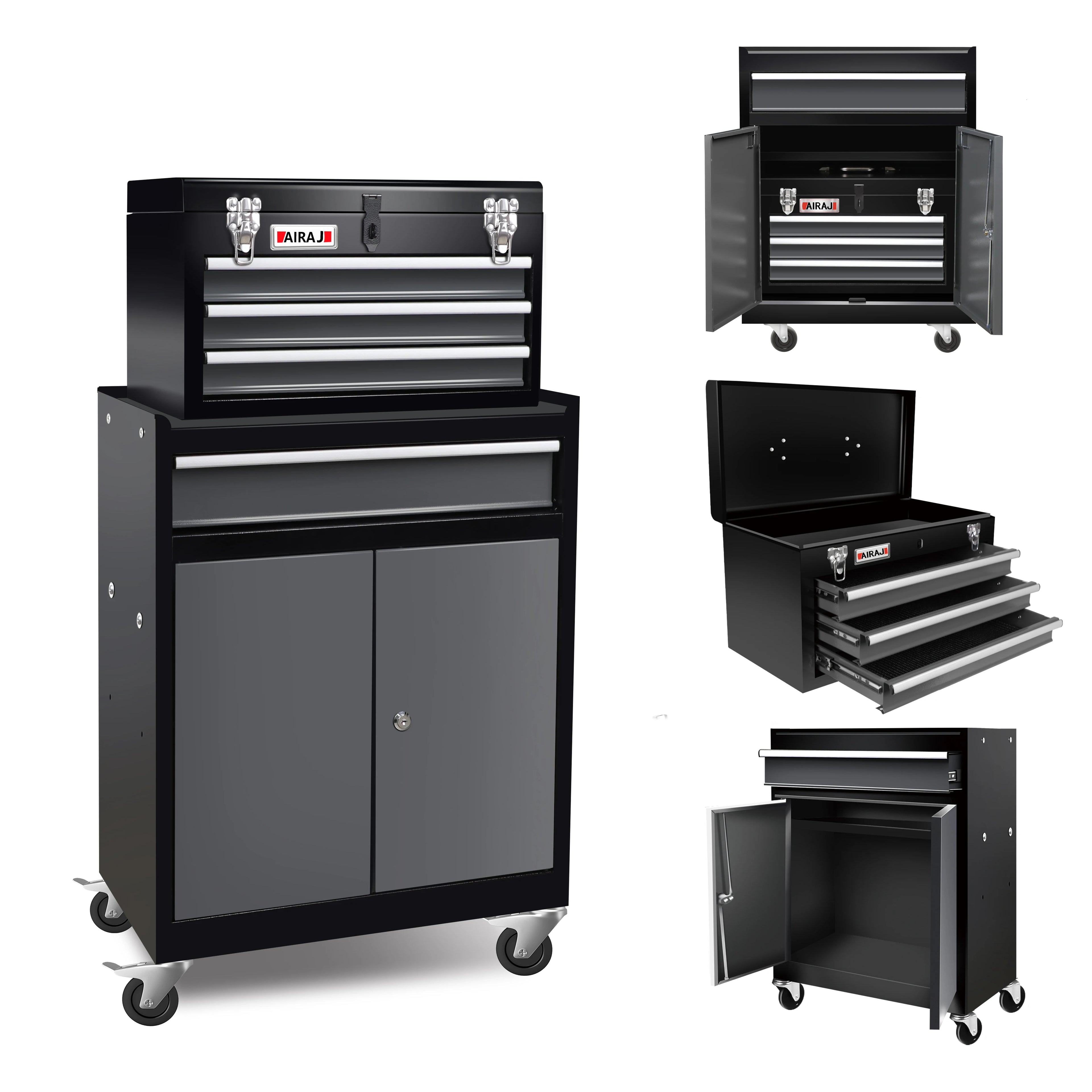 Rolling Tool Chest Cabinet – 4-Drawer Lockable Metal Toolbox with Padded Top | Gearelo