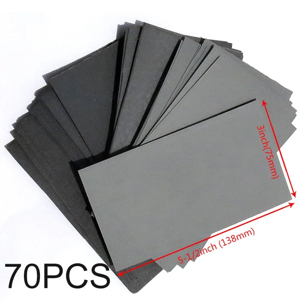 70-Pack Wet/Dry Sandpaper 600–2500 Grit – Automotive & Furniture Polishing Kit | Gearelo
