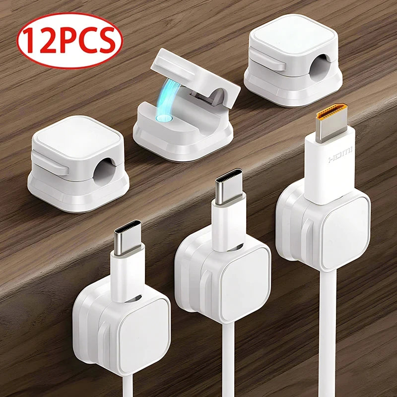 Magnetic Cable Clips – Self-Adhesive Wire & Cord Organizer for Desk – 6pcs white | Gearelo