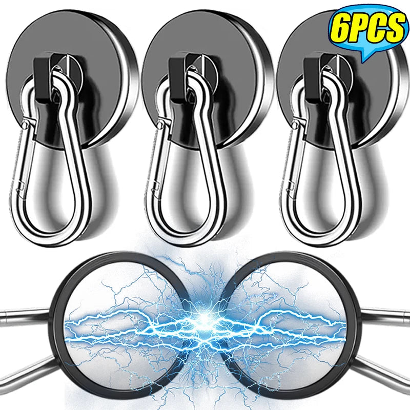Heavy Duty Magnetic Hook with 360° Swivel Carabiner – Fridge & Outdoor – L25-(Silver) | Gearelo