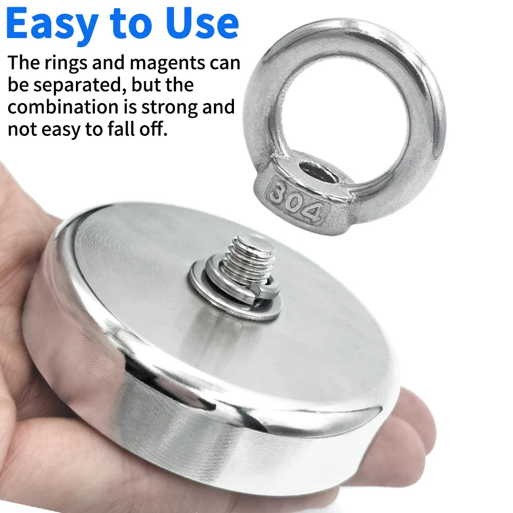 N52 Neodymium Salvage Fishing Magnet – 16–42mm Heavy-Duty Rare Earth Hook | Gearelo