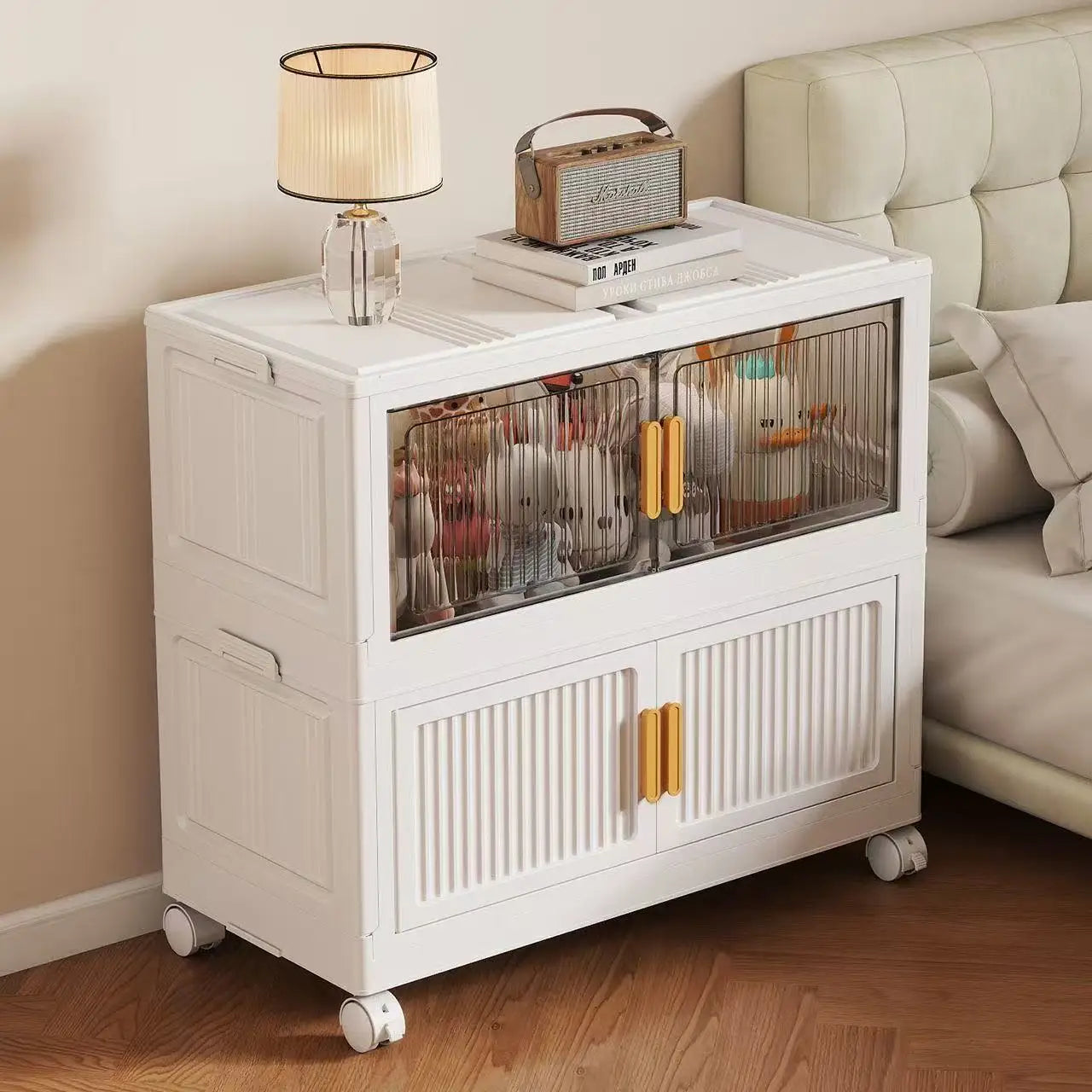 Foldable Storage Cabinet 3–5 Tier – No-Assembly Organizer with Wheels | Gearelo