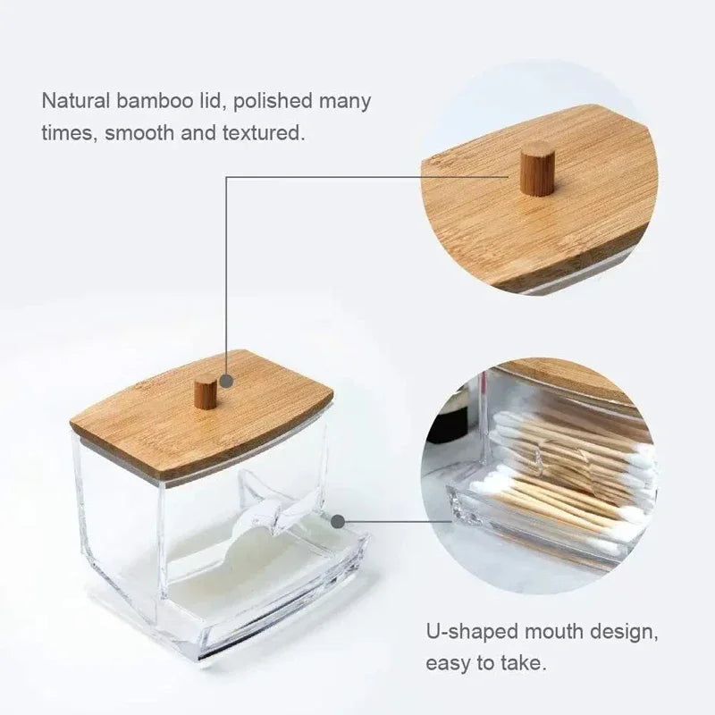 Cotton Swab Storage Box – Transparent Flip Lid Q-Tip Container | Gearelo