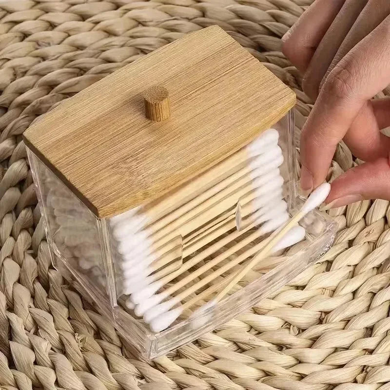 Cotton Swab Storage Box – Transparent Flip Lid Q-Tip Container – transparent | Gearelo