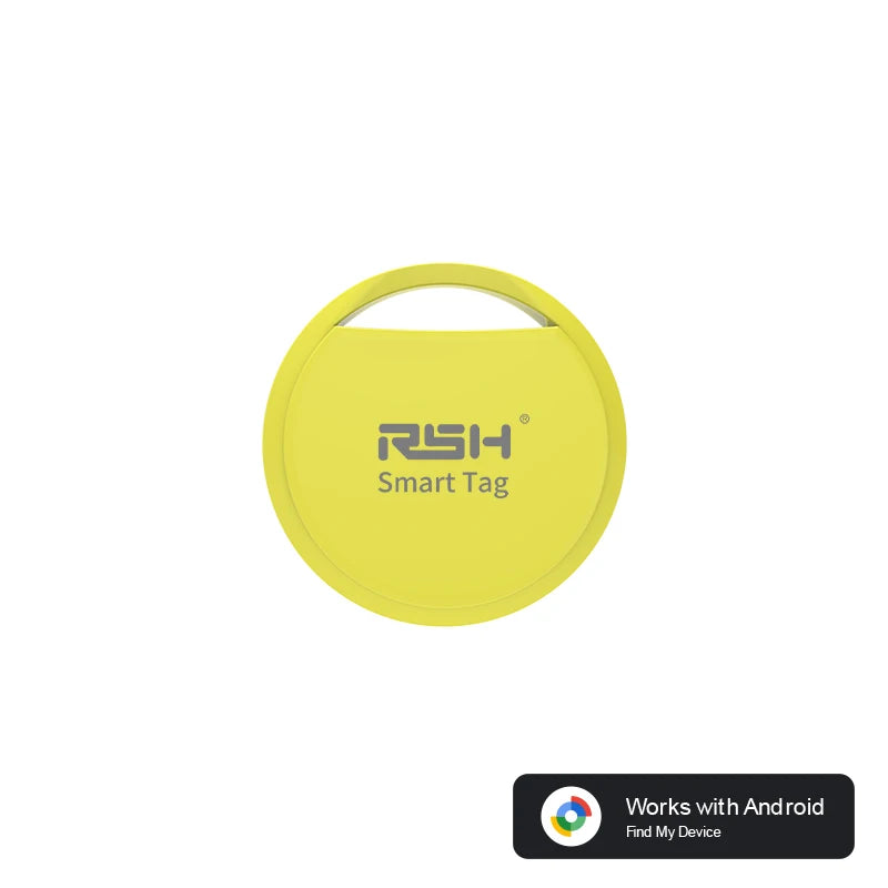 Android Google Find Hub tracker yellow single front view