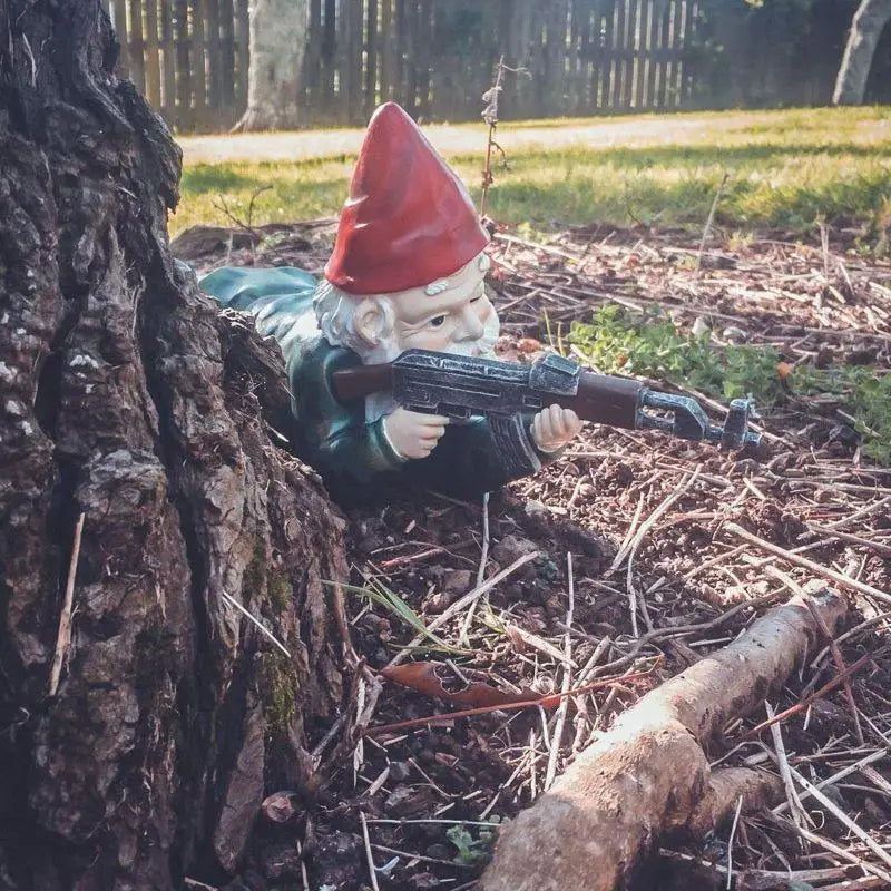 Army garden gnome prone sniper pose — funny resin soldier figurine 9cm