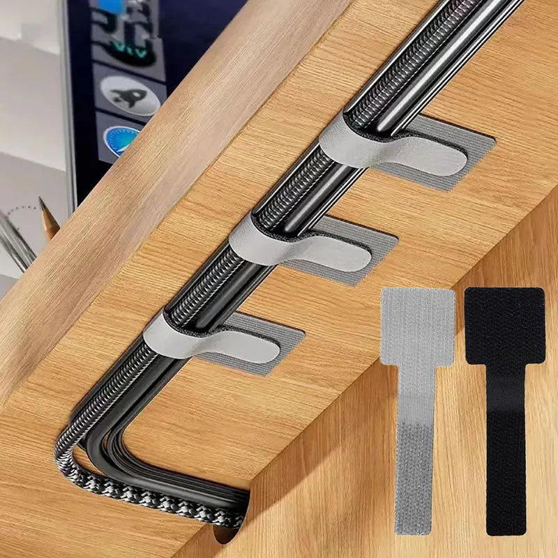 Reusable cable ties self-adhesive nylon velcro wire organizer black
