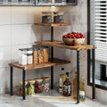 3-tier corner shelf organizer wood metal brackets rustic brown kitchen
