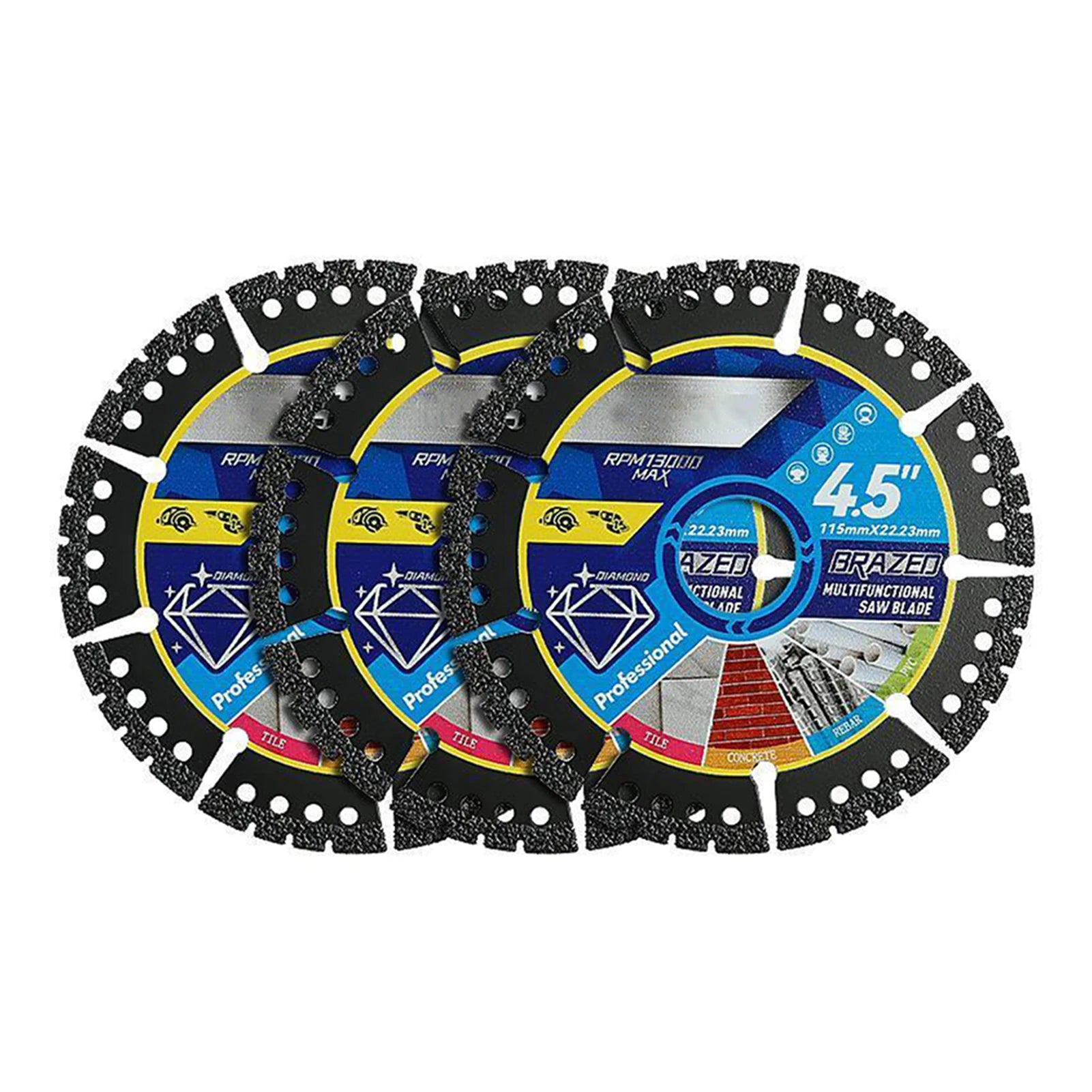 3-piece diamond cutting blade set angle grinder accessories