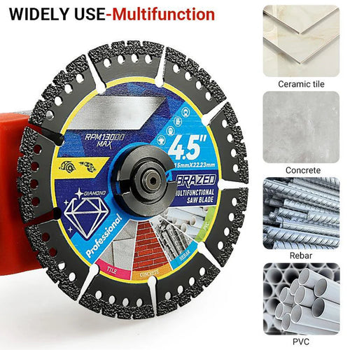Diamond cutting blade in use on angle grinder cutting material