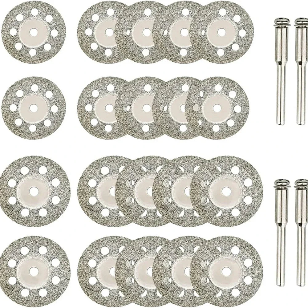 Full diamond cutting disc set arranged for rotary grinder