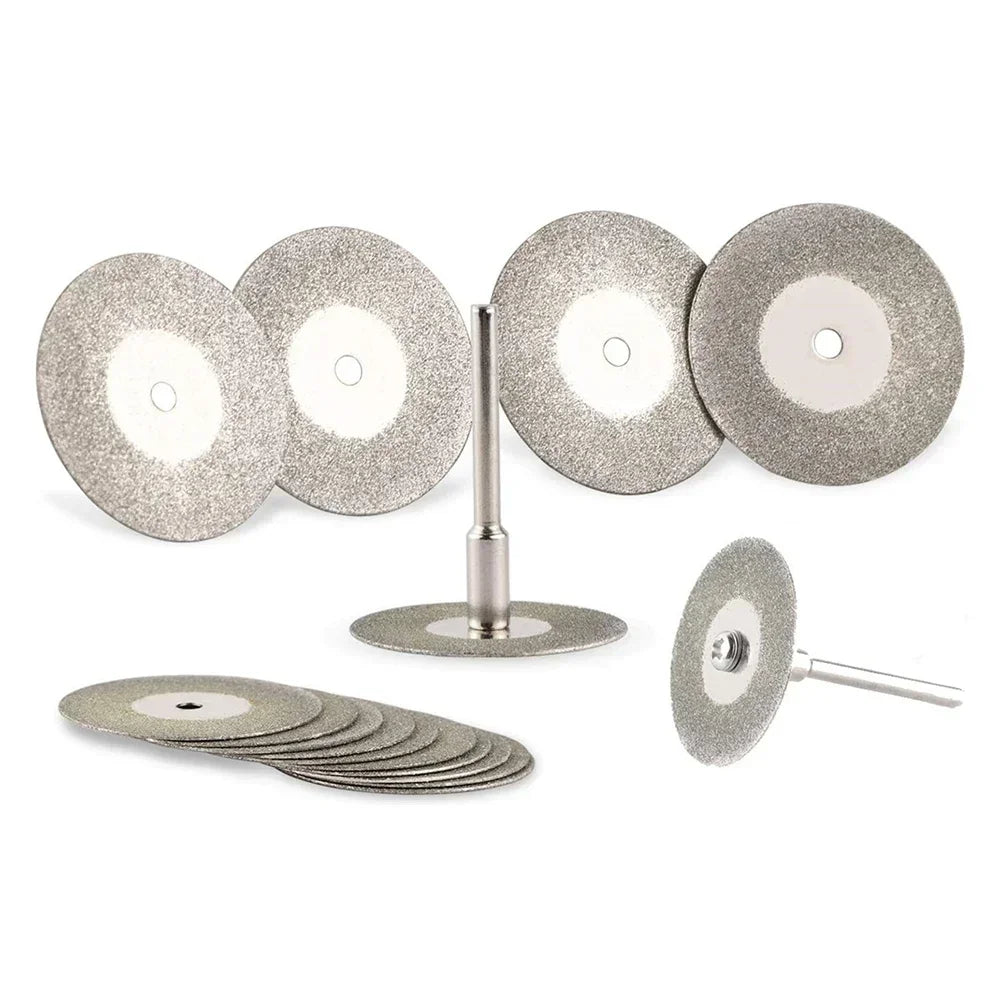 Diamond cutting discs stacked with 3mm grinding mandrel