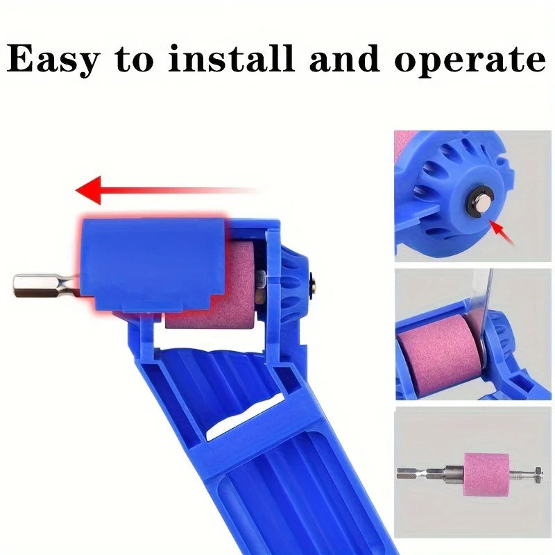 Easy to install drill bit sharpener on electric drill