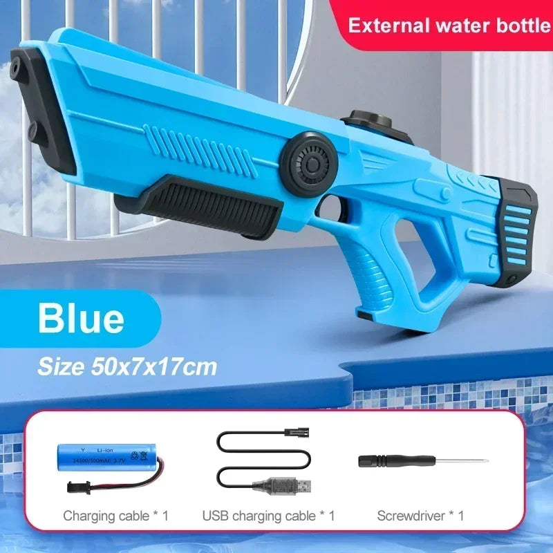 Blue electric rechargeable water gun soaker summer toy