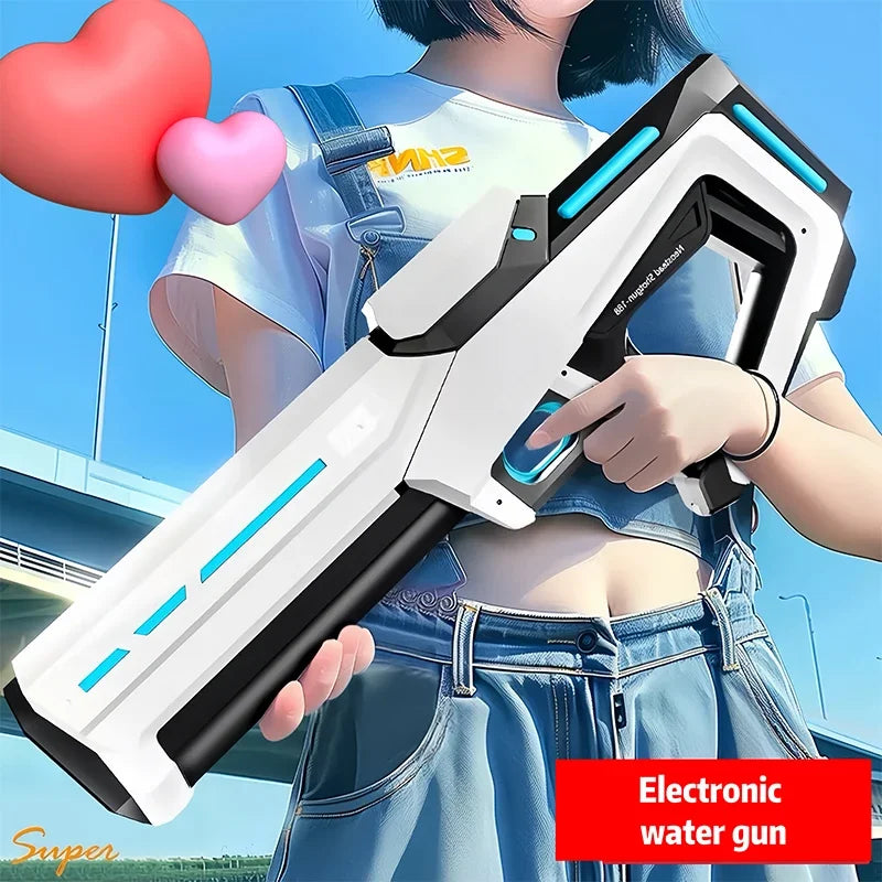 Electric auto-spray water gun white rechargeable soaker for kids and adults