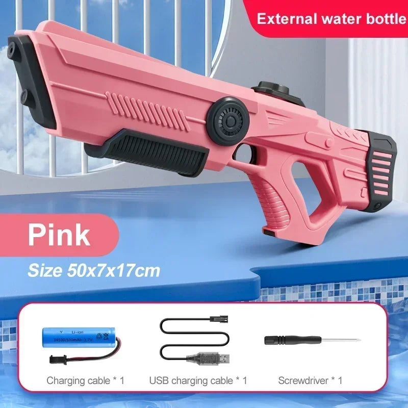 Pink electric rechargeable water gun soaker summer toy