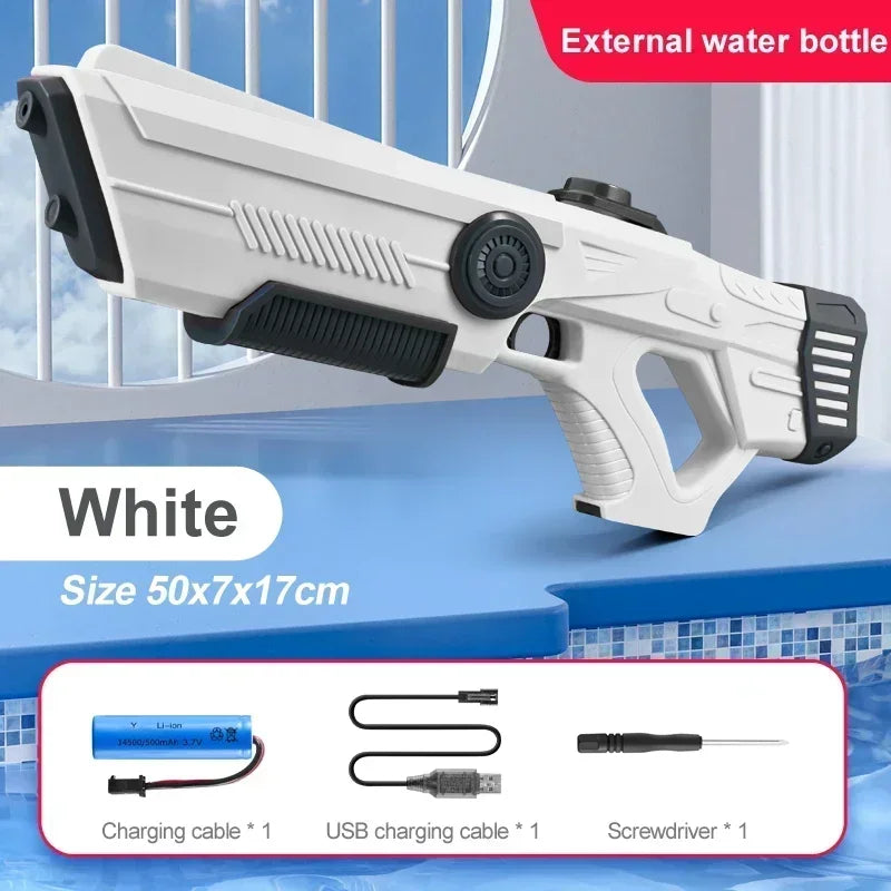 White electric rechargeable water gun soaker summer toy