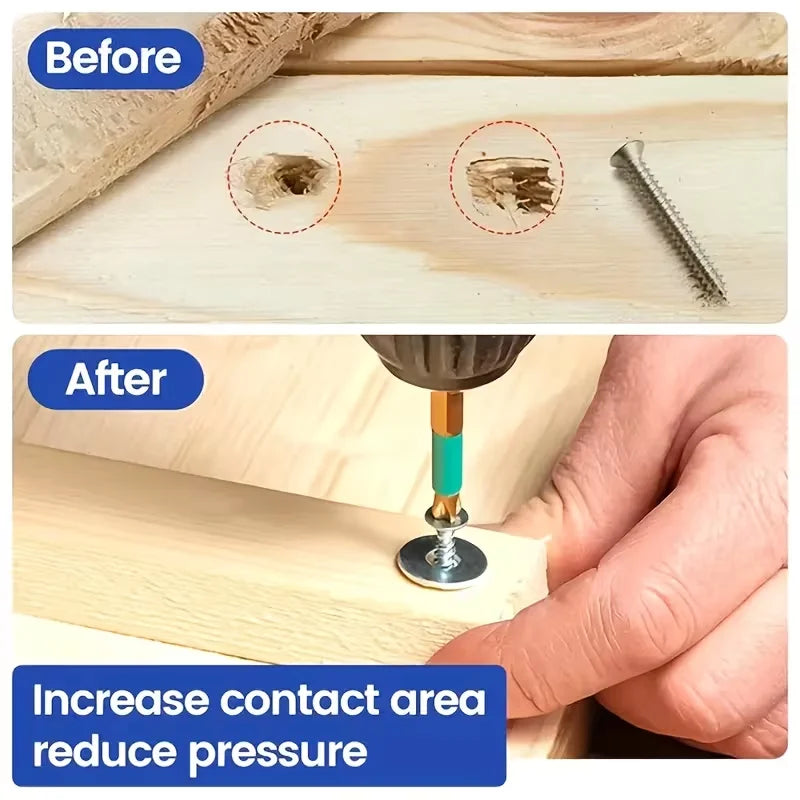 Flat washer assortment in use home repair metalworking DIY