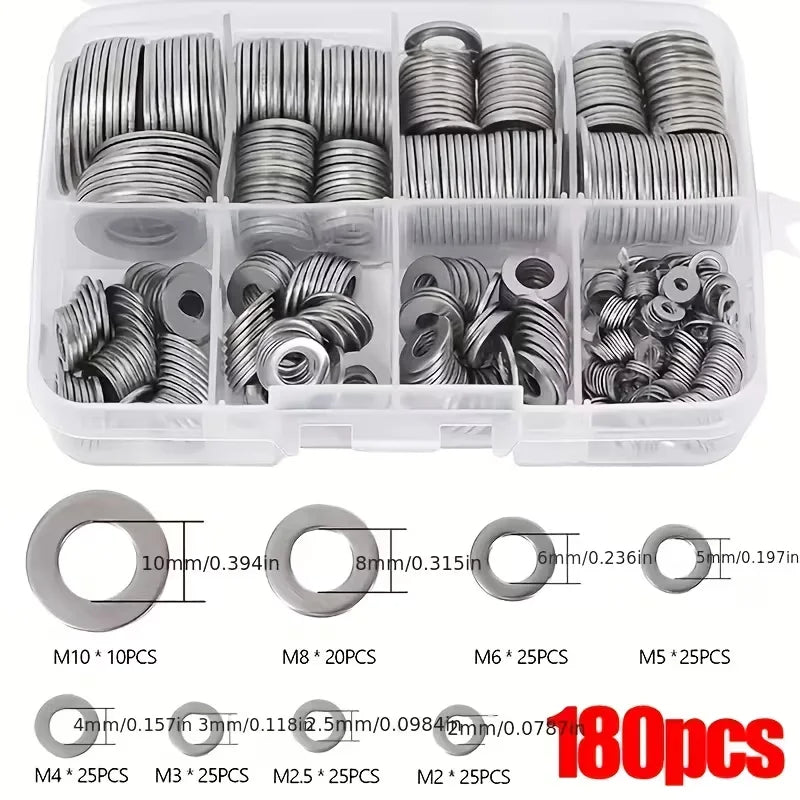Close-up stainless steel flat washer corrosion resistant finish