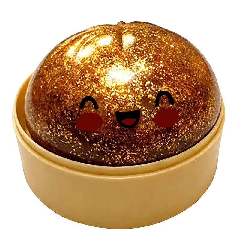 Gold glitter dumpling squishy stress ball slow rebound fidget toy