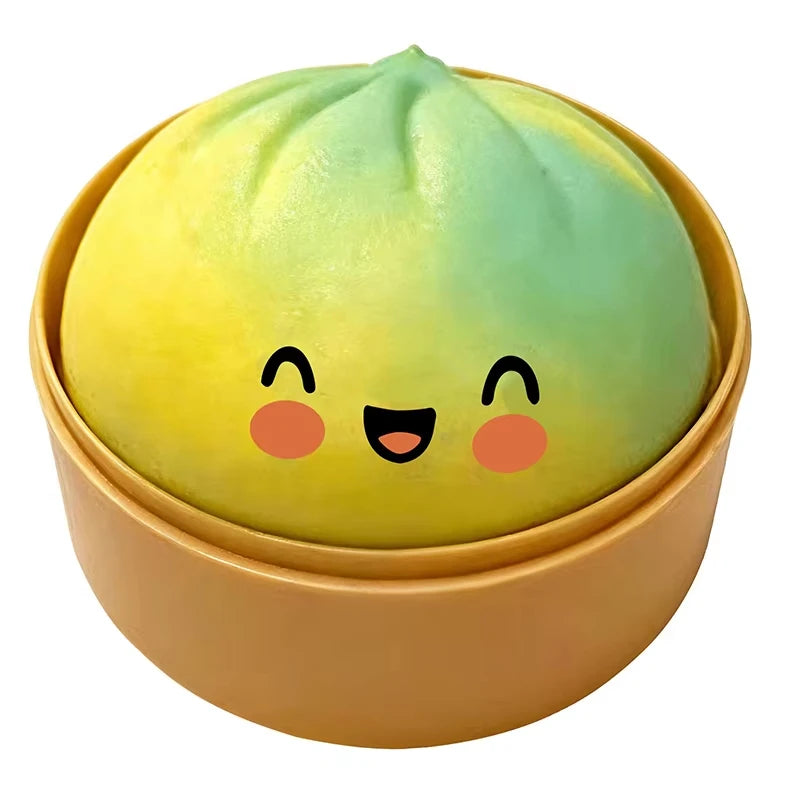 Yellow-green glitter dumpling squishy stress ball kawaii fidget toy
