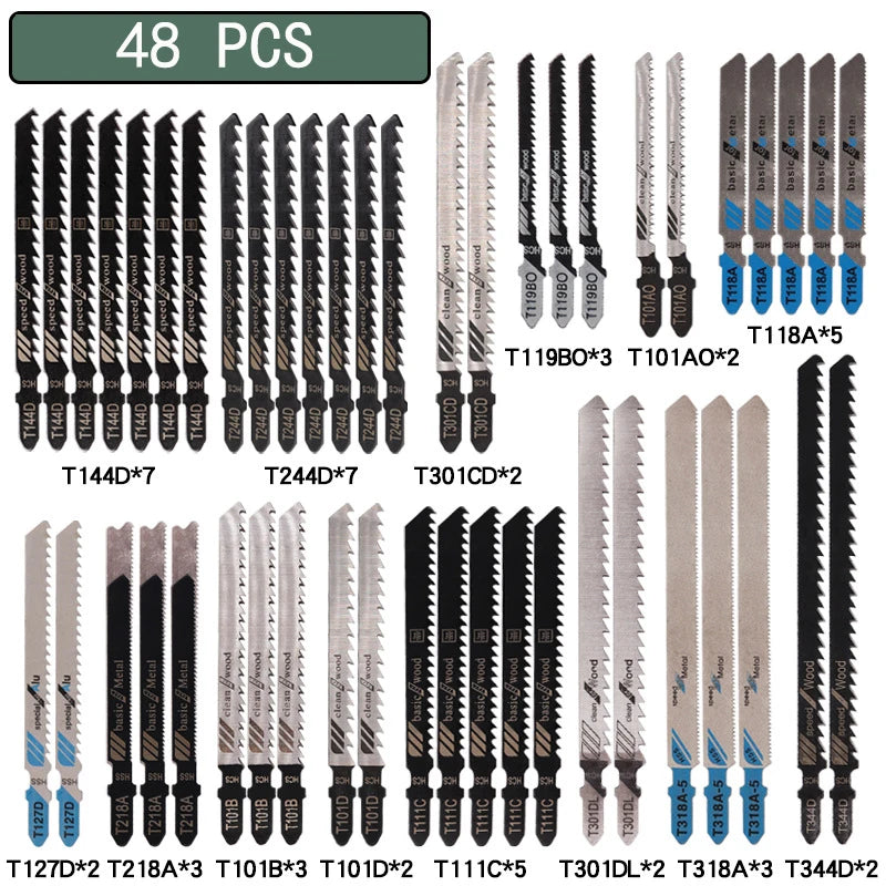 48-piece HCS jigsaw blade set PINTUDY assorted