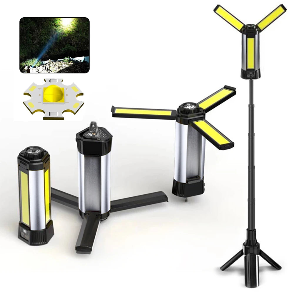 Multifunctional LED work light 2000LM with telescopic tripod USB-C rechargeable