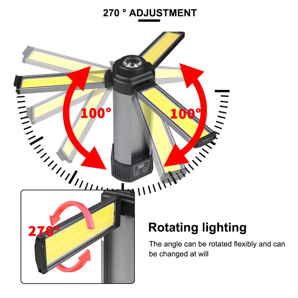 10 light modes LED COB work light white yellow red flash modes