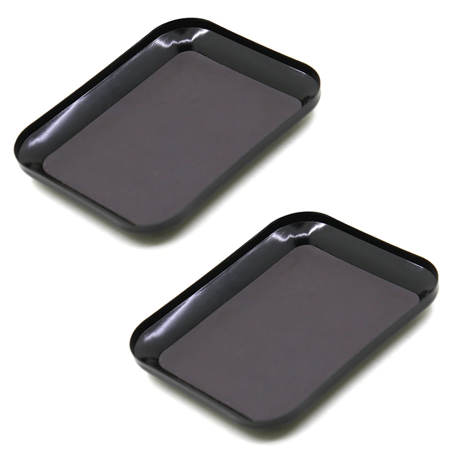 Black magnetic screw tray 2-piece set — aluminium alloy parts organizer