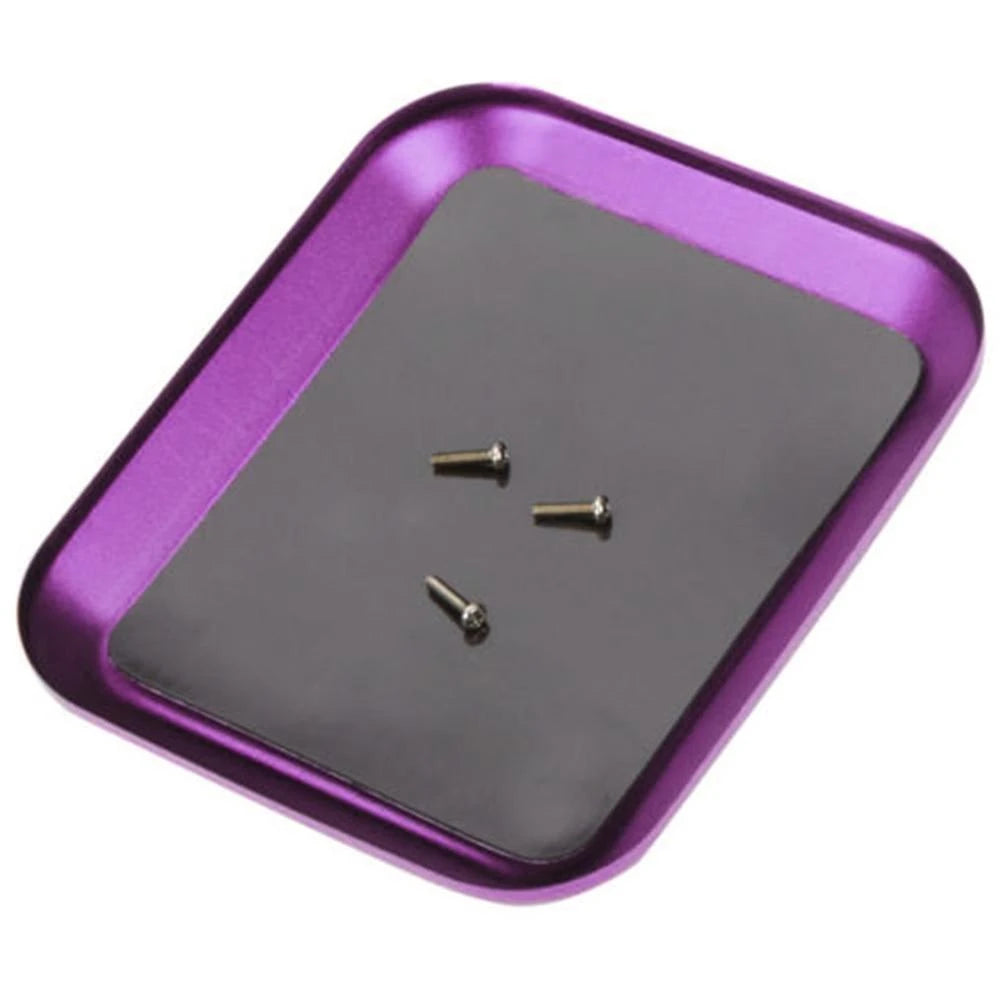 Purple magnetic screw tray with screws — aluminium alloy RC repair tool