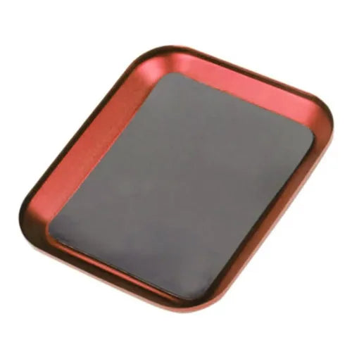 Red magnetic screw tray 2-piece set — RC model repair tool aluminium