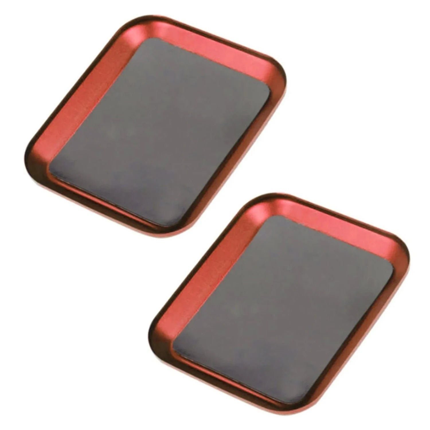 Red magnetic screw tray 2-piece set — RC model repair tool aluminium
