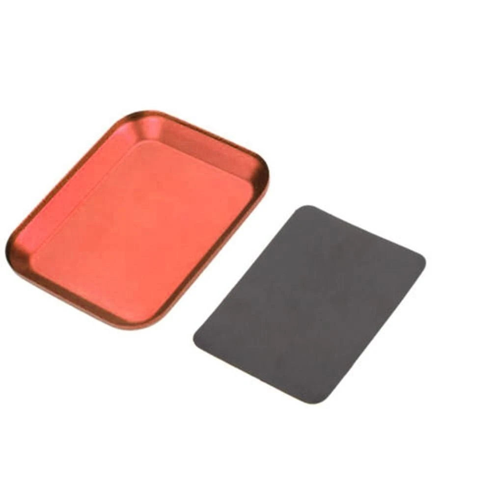 Red and black magnetic screw tray 2-piece set — RC car repair organizer
