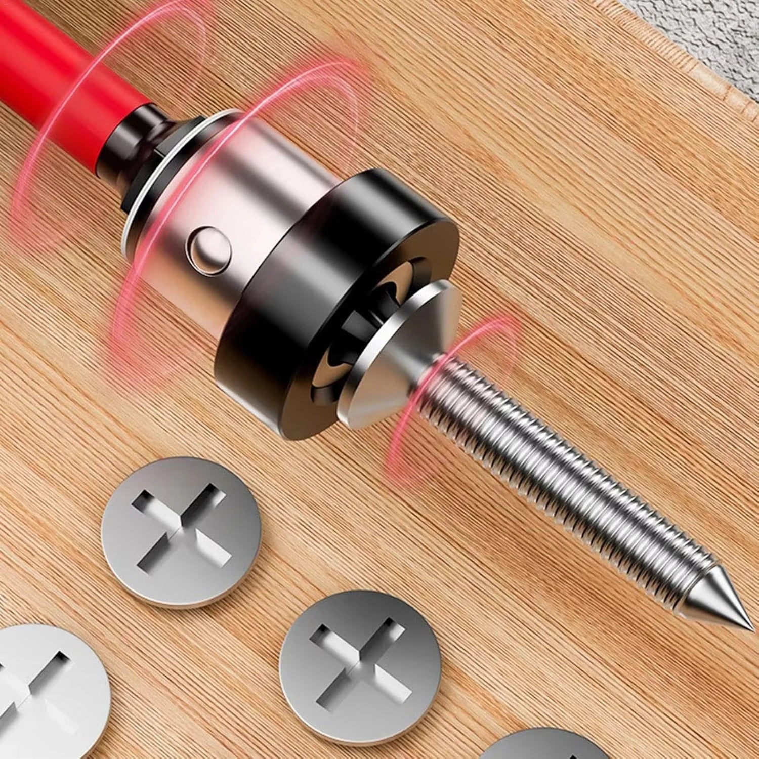 Magnetic screwdriver bit in use installing screw — easy one-handed operation