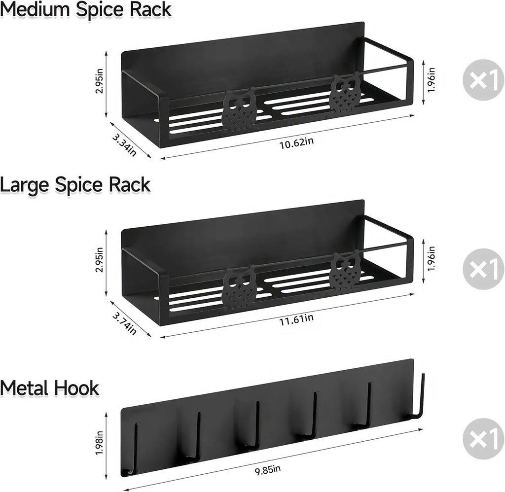 Magnetic spice rack dimensions large 11.61 medium 10.62 hook shelf 9.85 inch

