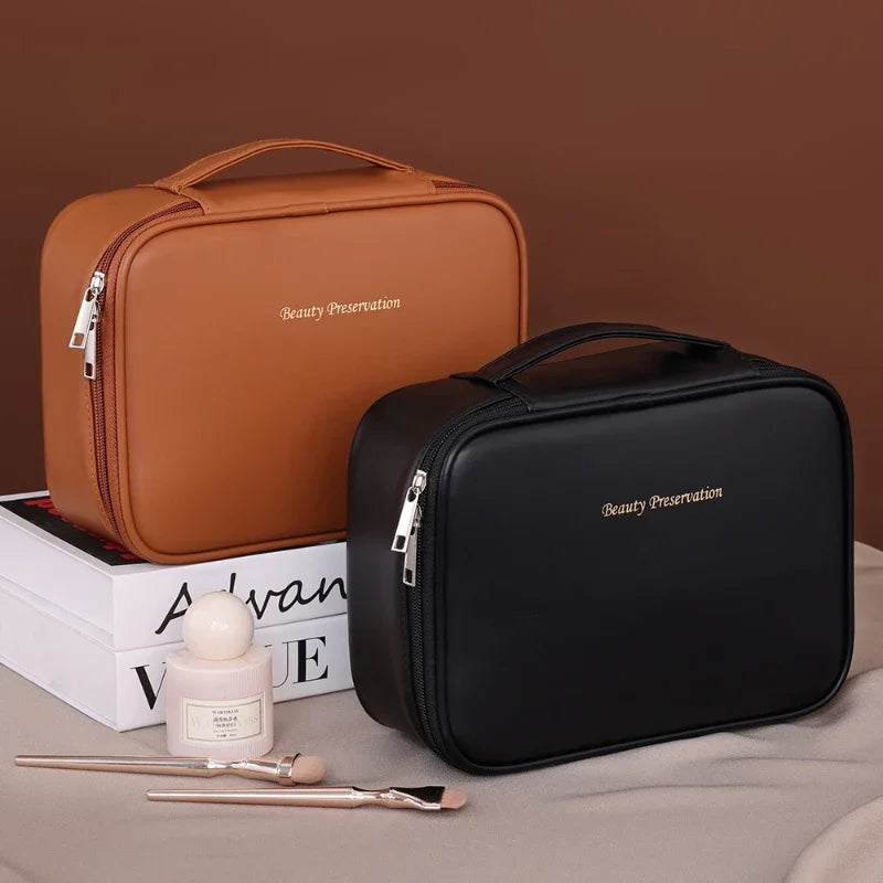 Detachable brush holder with dust cover makeup bag feature