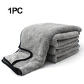 Single gray microfiber cleaning towel folded flat