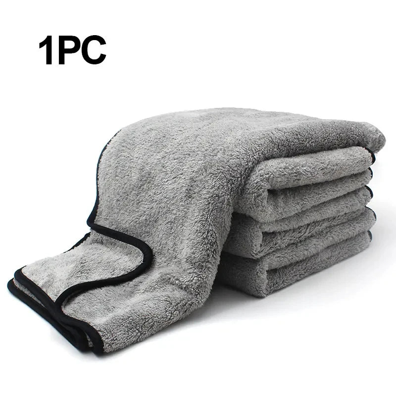 Single gray microfiber cleaning towel folded flat