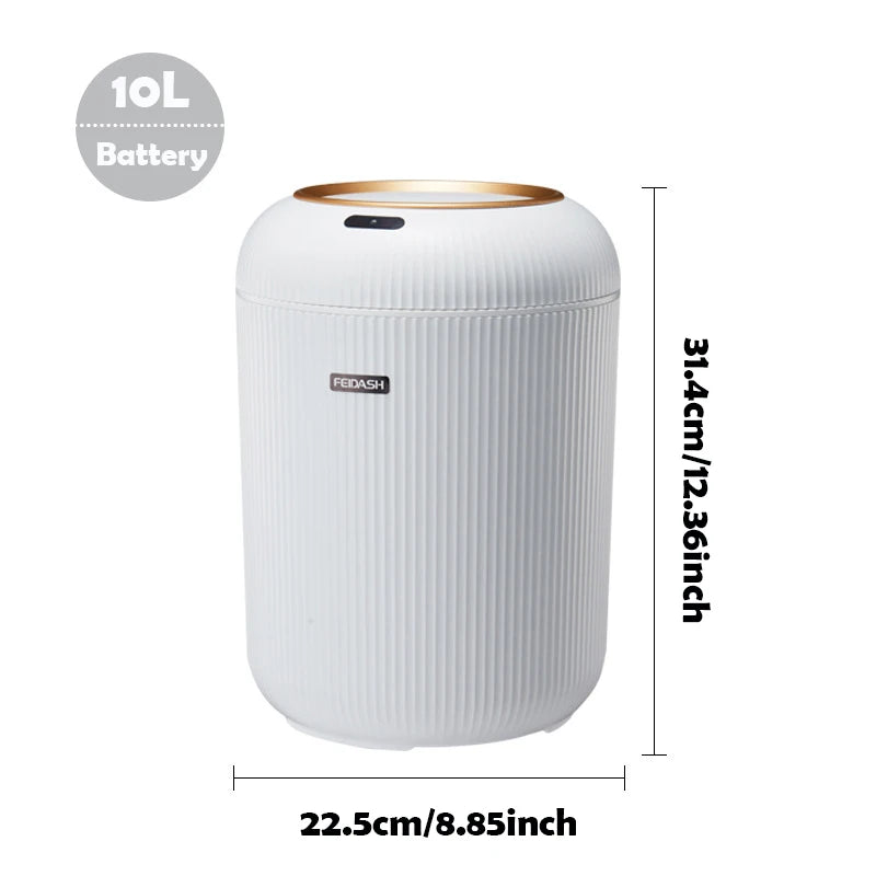 Smart trash can black gold with feet automatic lid 10L