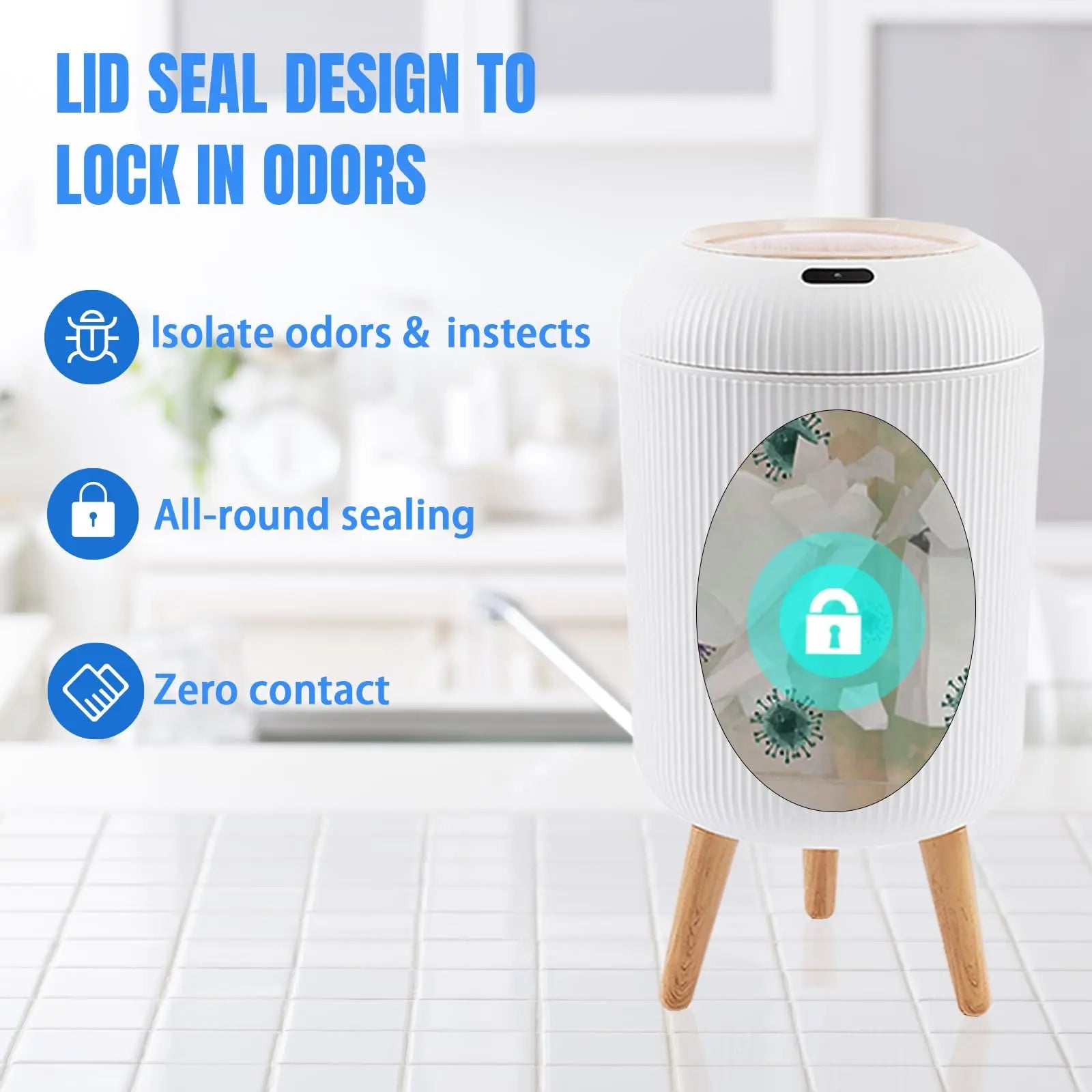 Motion sensor trash can LED infrared sensor design features