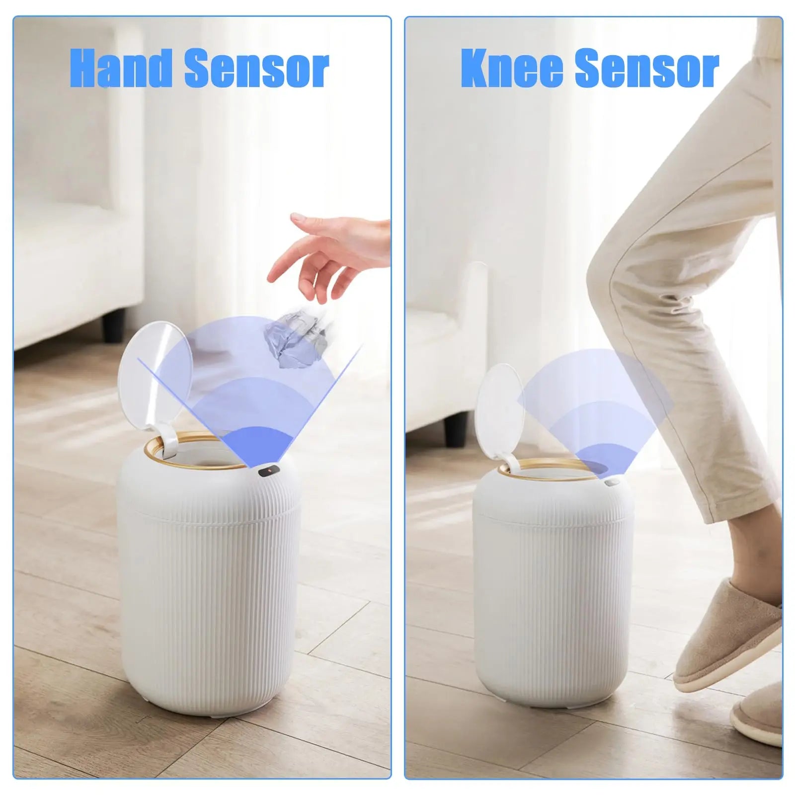 Touchless trash can odor sealing infrared sensor close-up