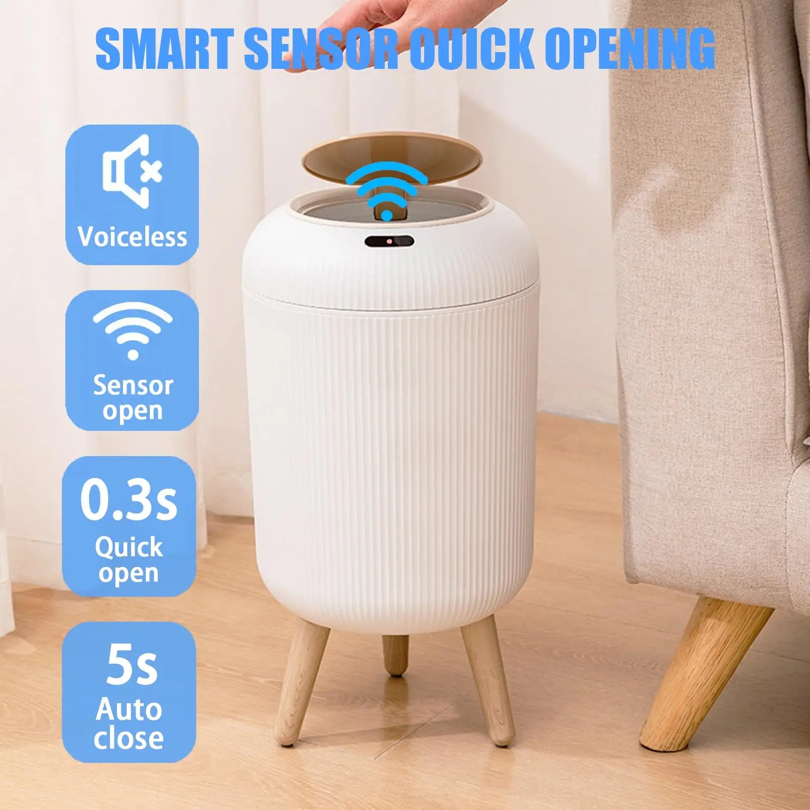 Smart trash can automatic lid open 0.3 second sensor