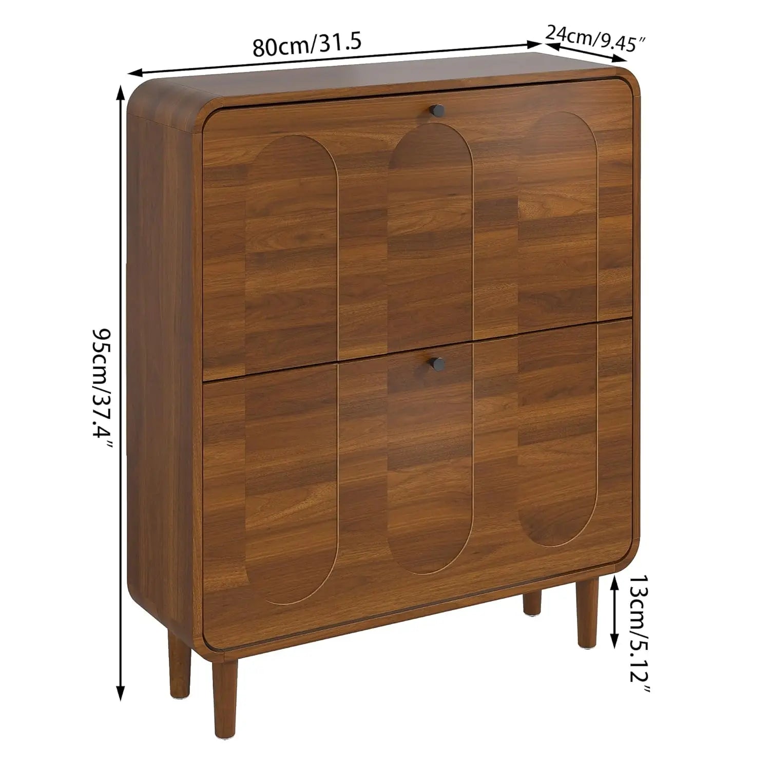 Narrow shoe cabinet dimensions — 31.5x9.45x37.4 inch walnut wood storage