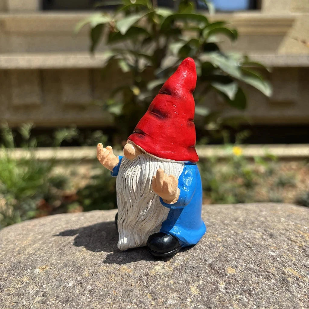Naughty garden gnome statue side view — durable resin outdoor figurine