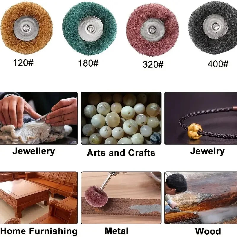 Nylon polishing wheel dimensions 45mm diameter 3mm shank