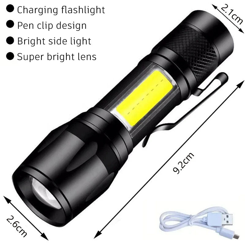 Mini P50 LED flashlight compact EDC 200LM USB rechargeable