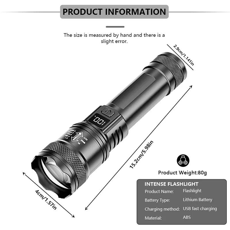 P50 tactical flashlight set with carry case and accessories