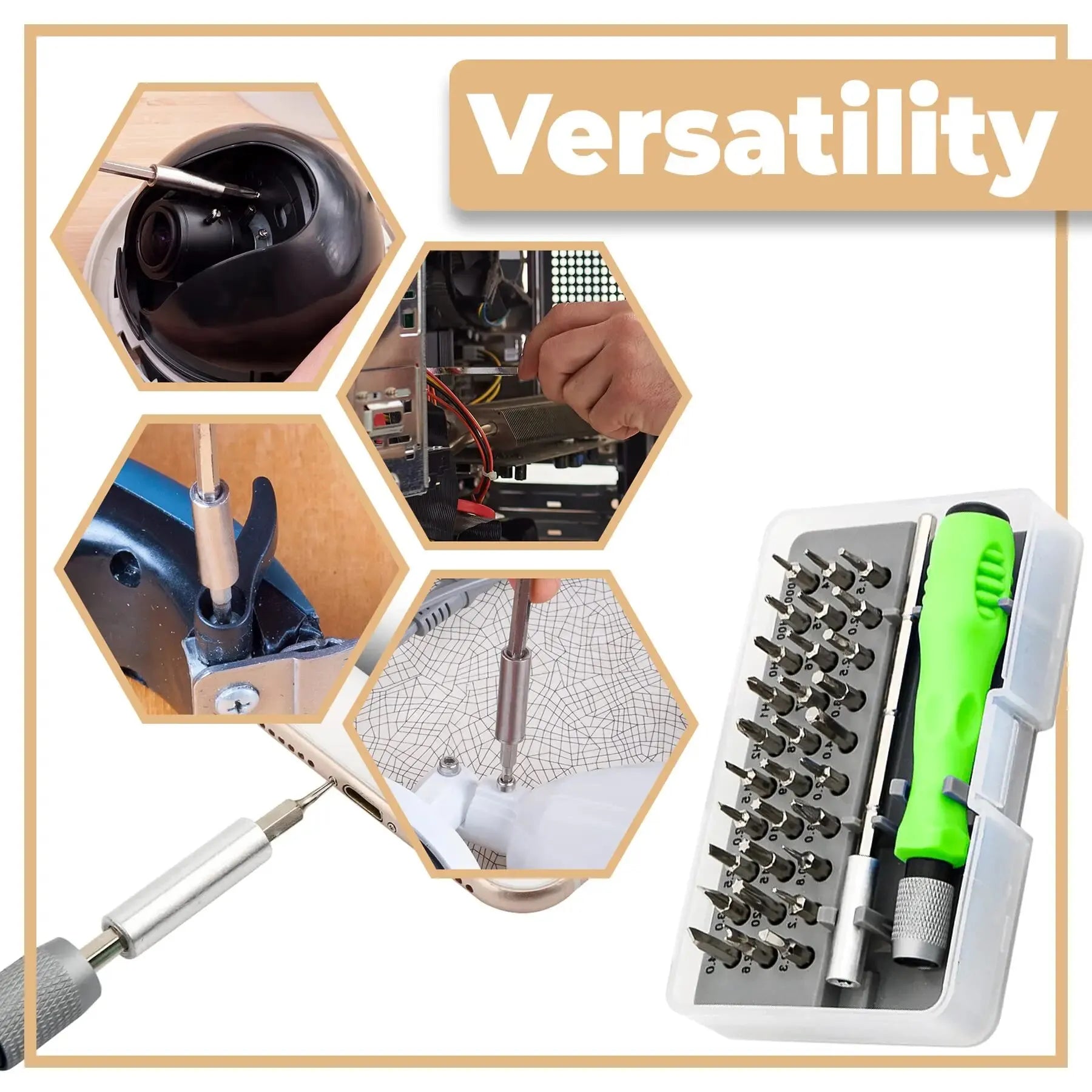 32-in-1 screwdriver set carry case open all bits organized