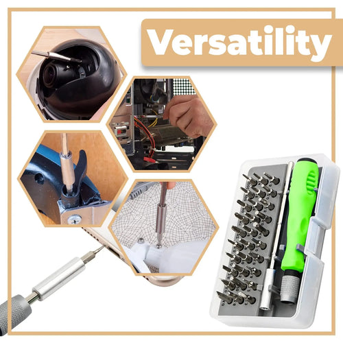 32-in-1 screwdriver set carry case open all bits organized